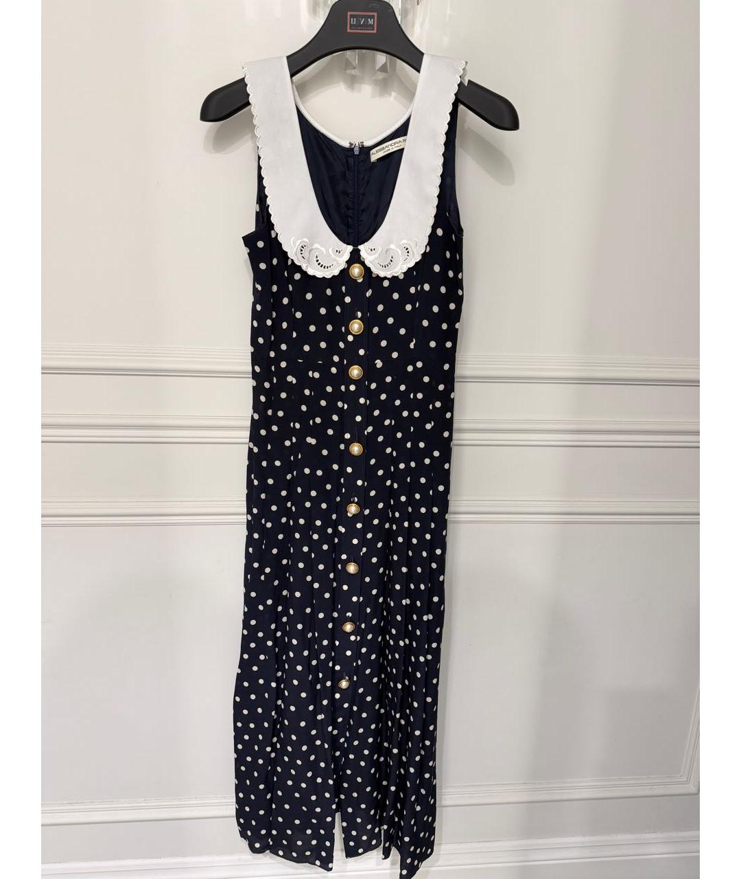 ALESSANDRA RICH Темно-синее шелковое повседневное платье, фото 2