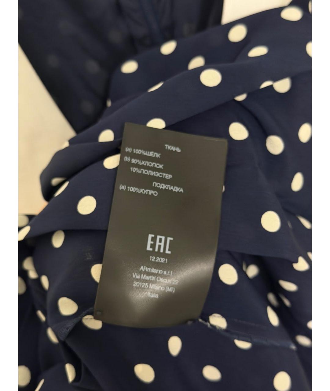ALESSANDRA RICH Темно-синее шелковое повседневное платье, фото 8
