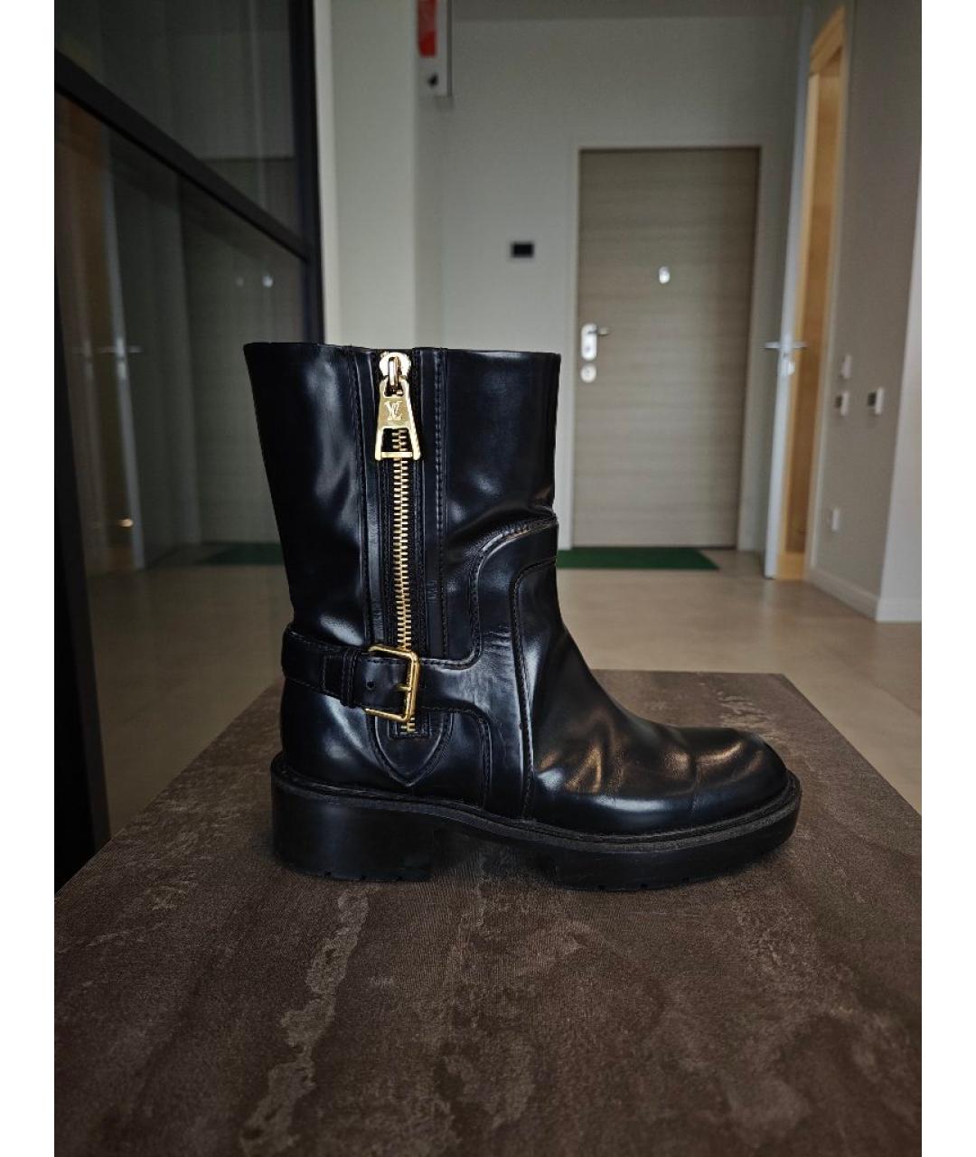 LOUIS VUITTON Черные кожаные ботильоны, фото 8
