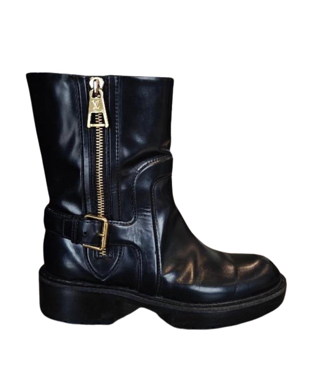 LOUIS VUITTON Черные кожаные ботильоны, фото 1