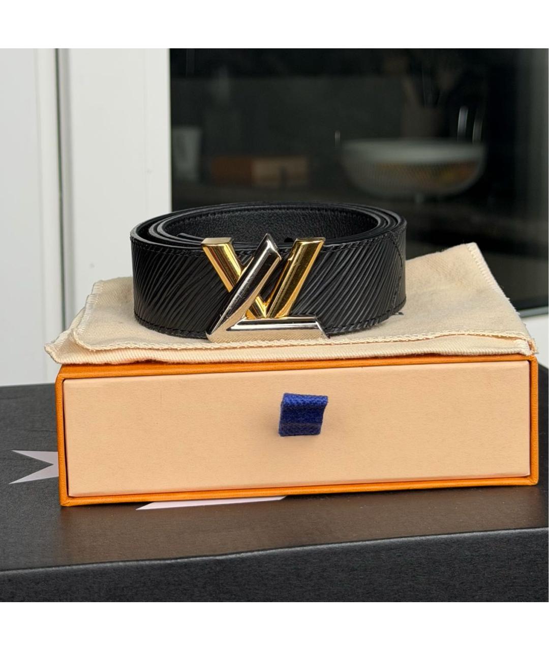 LOUIS VUITTON Черный кожаный ремень, фото 6