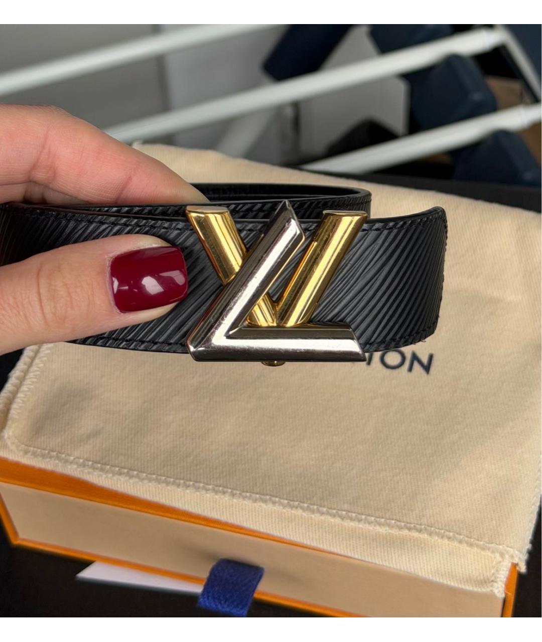 LOUIS VUITTON Черный кожаный ремень, фото 5