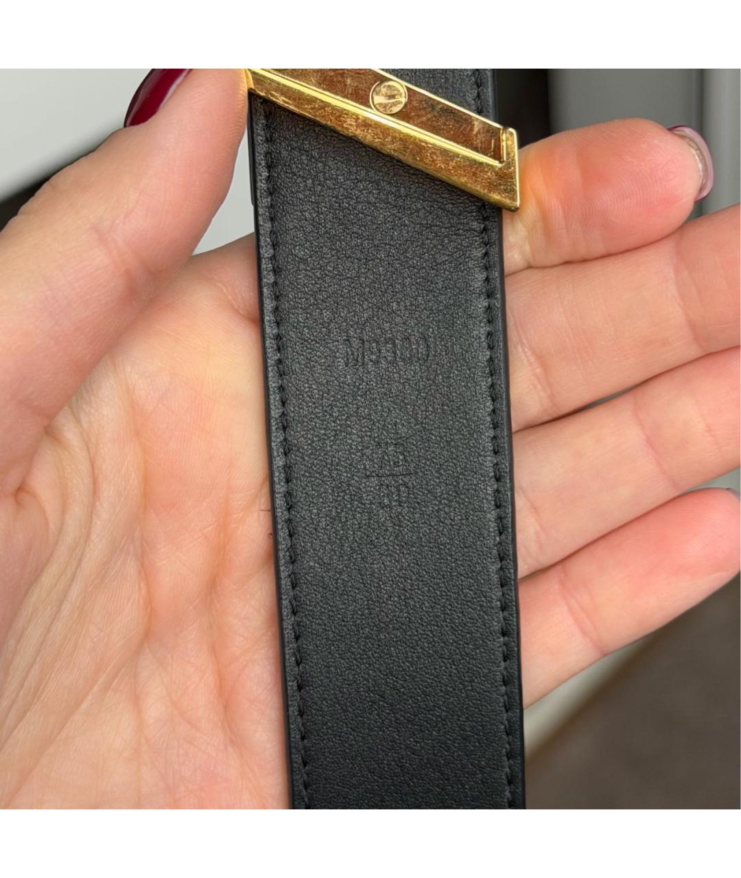 LOUIS VUITTON Черный кожаный ремень, фото 4