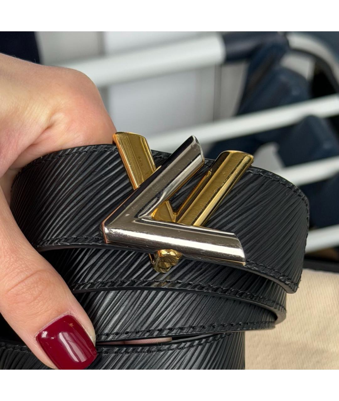 LOUIS VUITTON Черный кожаный ремень, фото 2