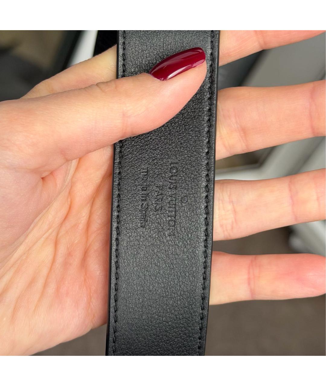 LOUIS VUITTON Черный кожаный ремень, фото 3