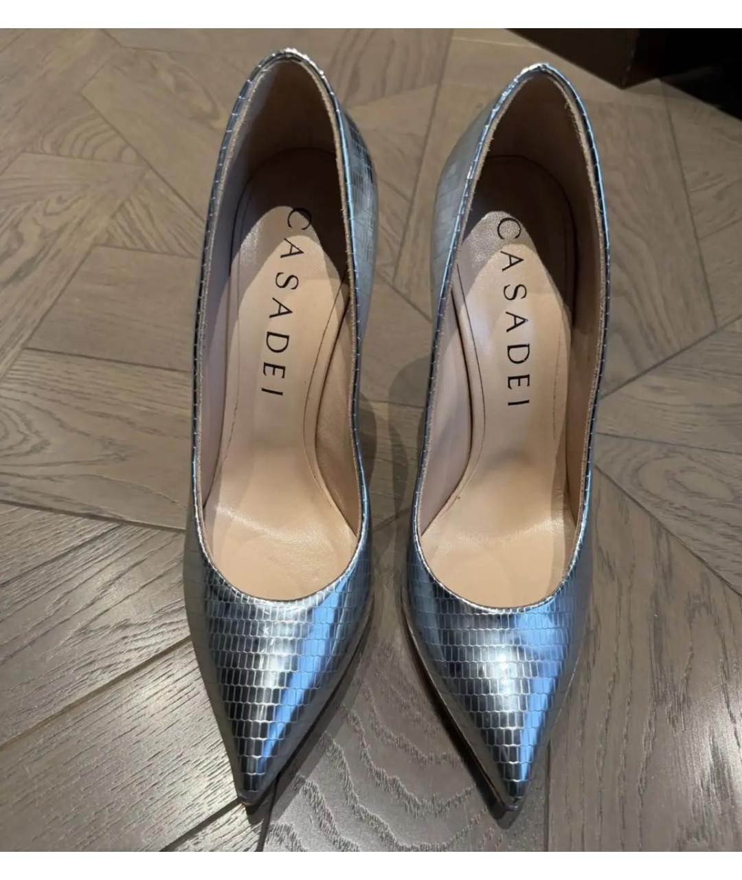 CASADEI Серебряные кожаные туфли, фото 2