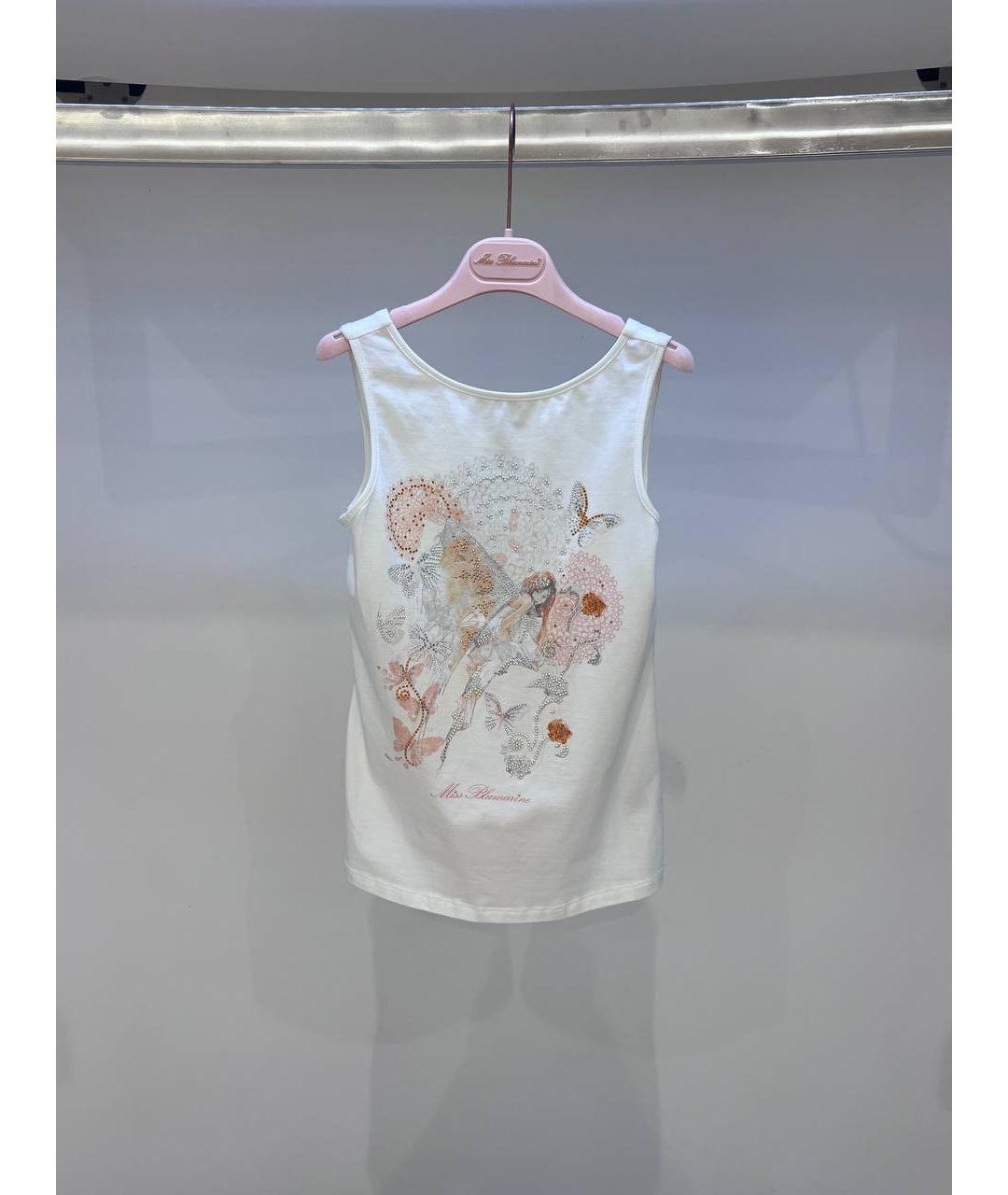 MISS BLUMARINE Белый хлопковый детская футболка / топ, фото 4