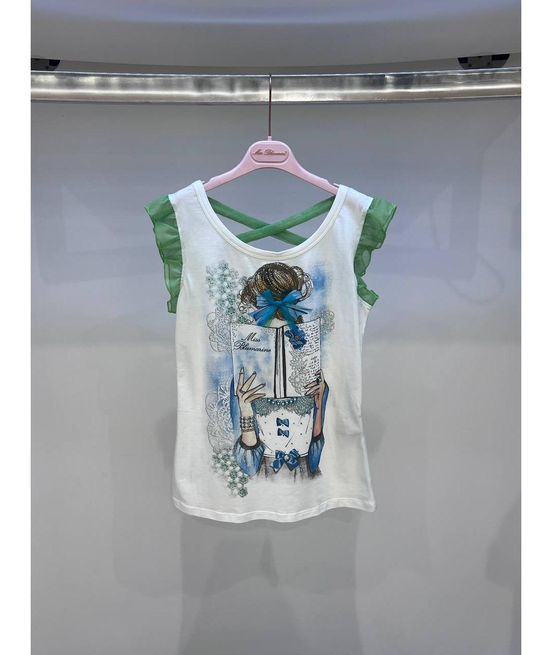 MISS BLUMARINE Белый хлопковый детская футболка / топ, фото 4