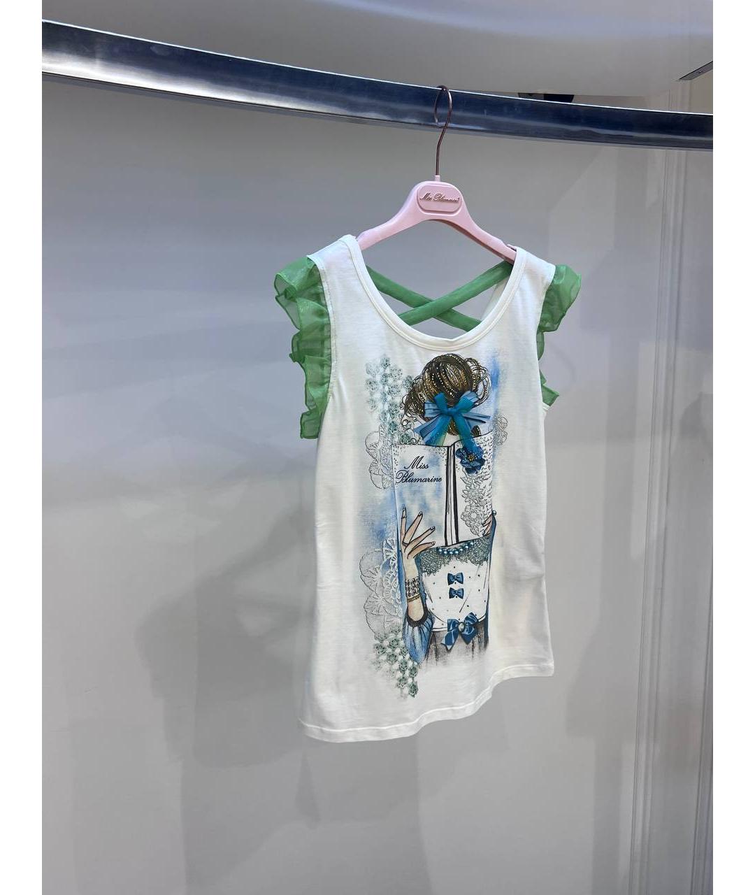 MISS BLUMARINE Белый хлопковый детская футболка / топ, фото 2
