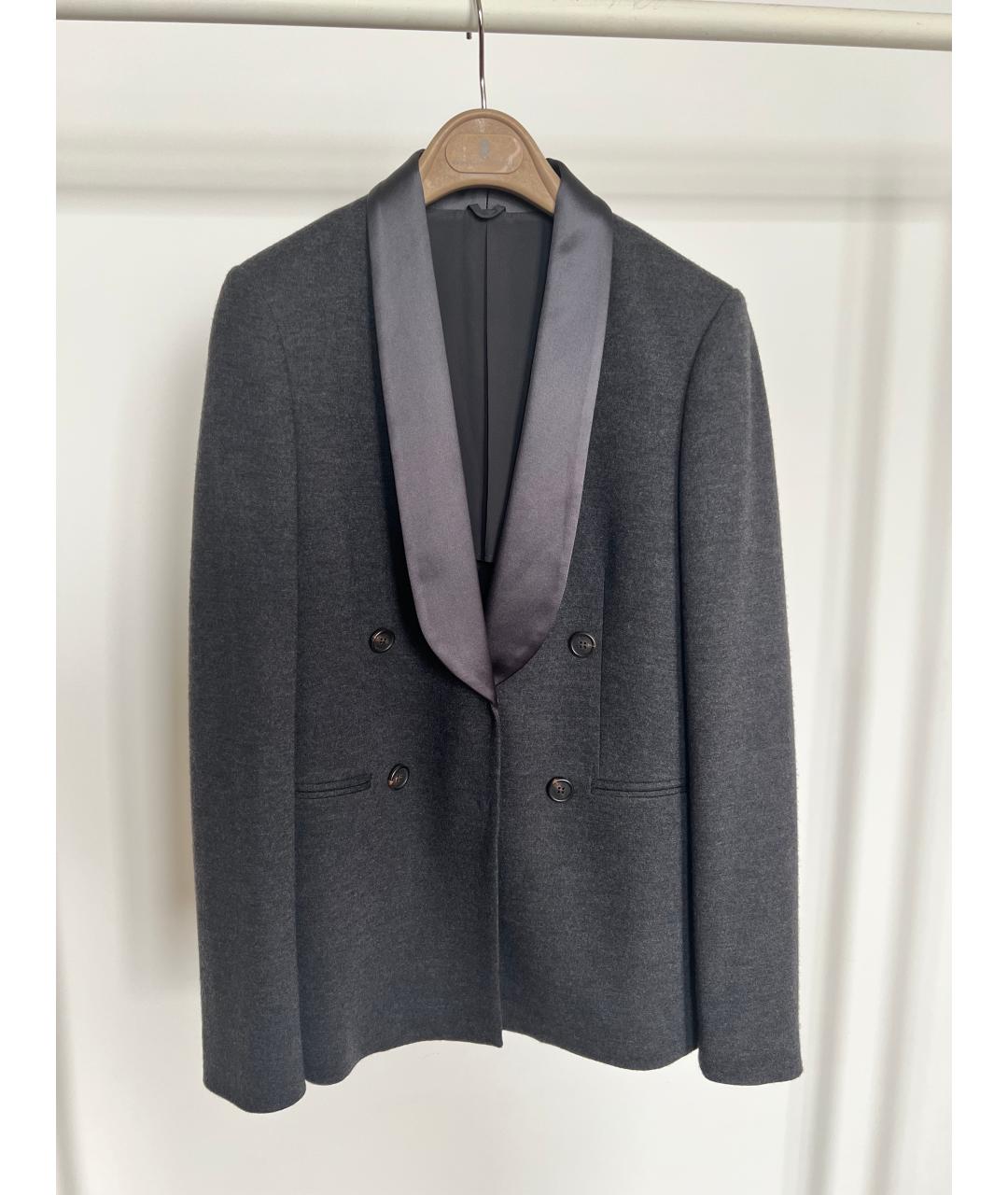 BRUNELLO CUCINELLI Серый шерстяной жакет/пиджак, фото 8