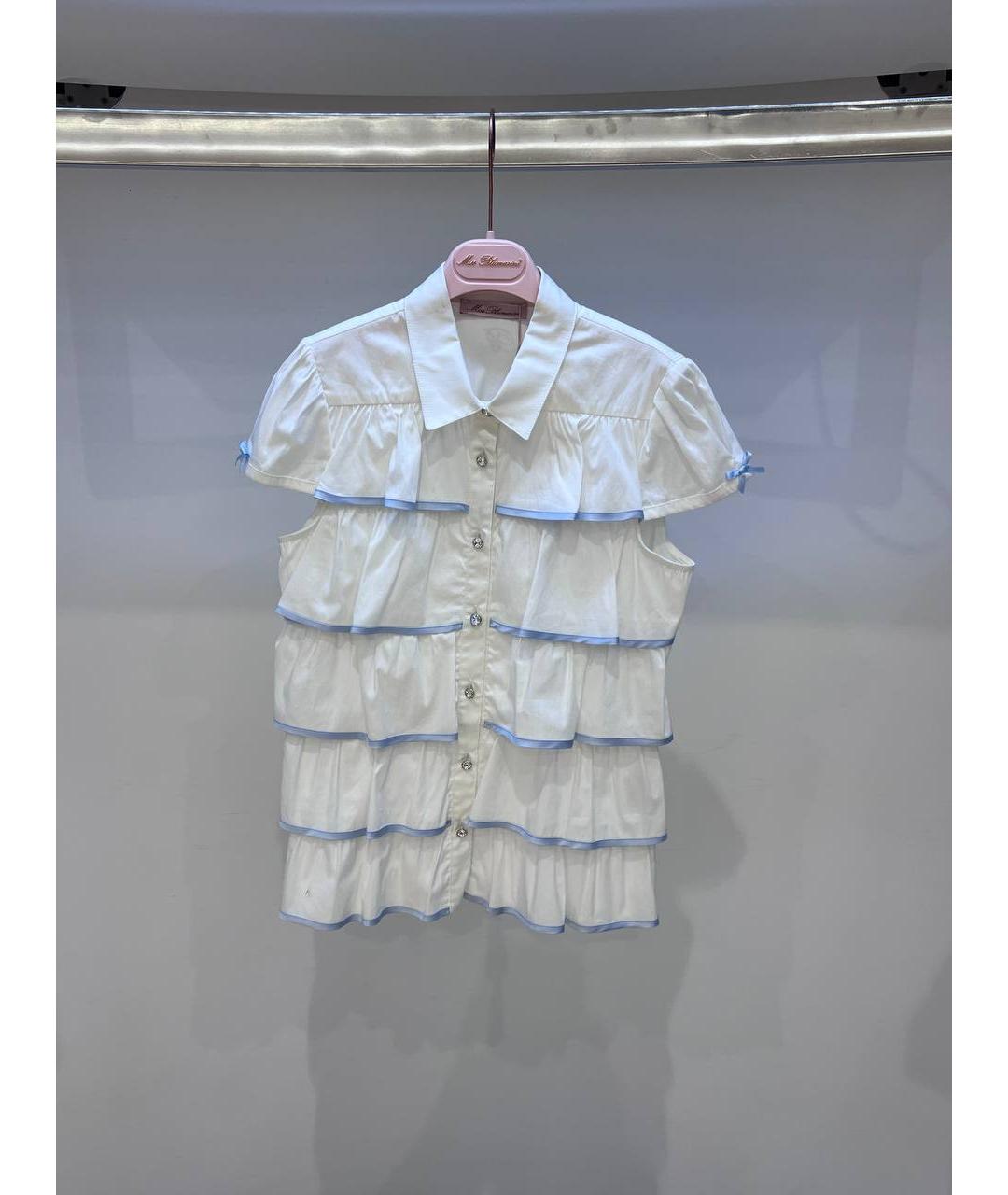 MISS BLUMARINE Белый хлопковый детская футболка / топ, фото 4