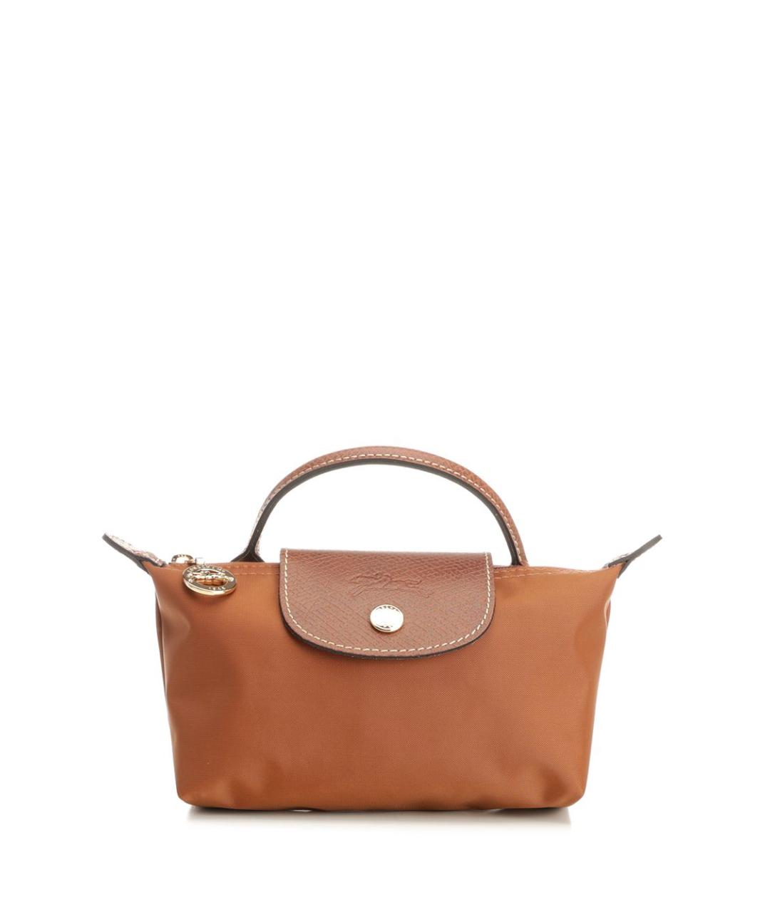 LONGCHAMP Коричневая тканевая сумка с короткими ручками, фото 1