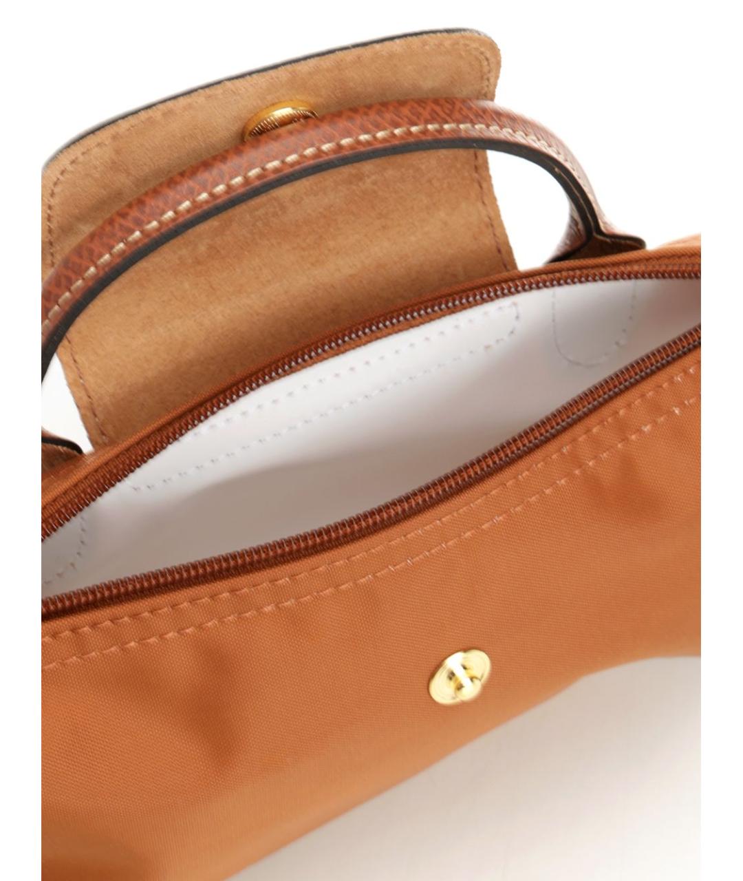 LONGCHAMP Коричневая тканевая сумка с короткими ручками, фото 4