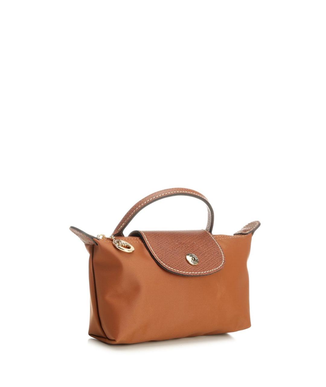 LONGCHAMP Коричневая тканевая сумка с короткими ручками, фото 2