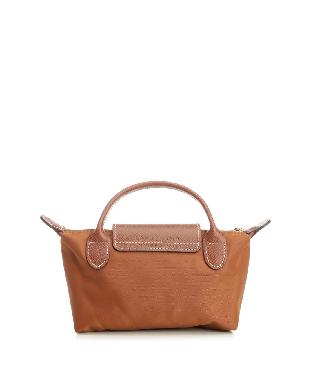 LONGCHAMP Коричневая тканевая сумка с короткими ручками, фото 3
