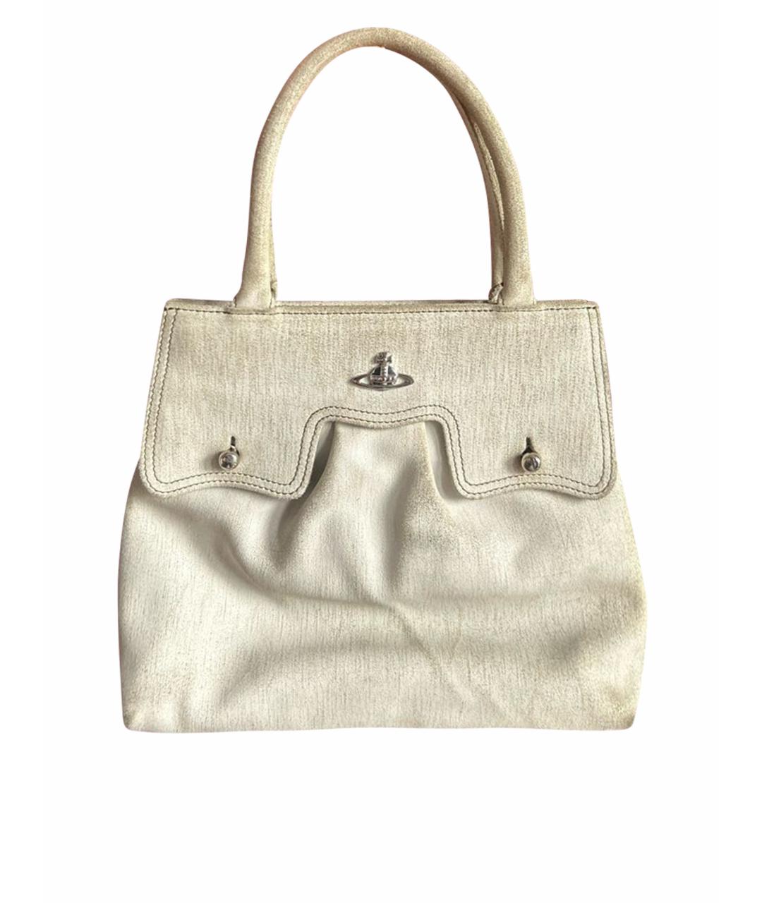 VIVIENNE WESTWOOD Бежевая кожаная сумка с короткими ручками, фото 1