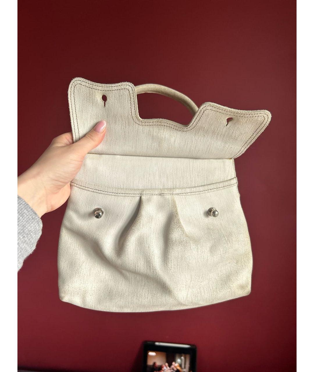 VIVIENNE WESTWOOD Бежевая кожаная сумка с короткими ручками, фото 6