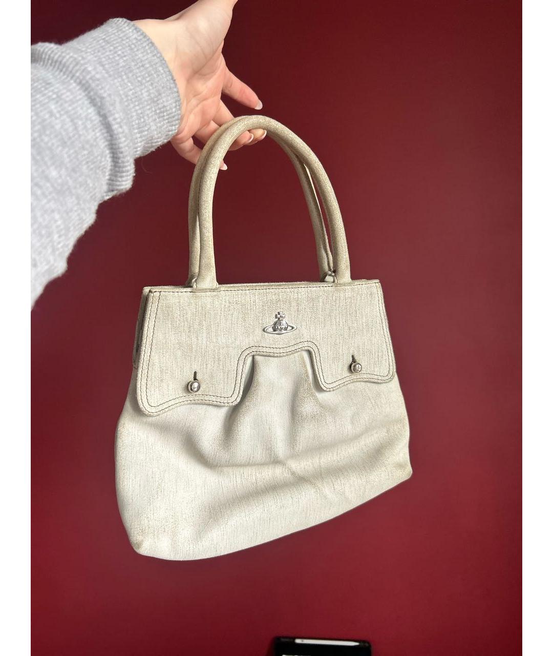 VIVIENNE WESTWOOD Бежевая кожаная сумка с короткими ручками, фото 2