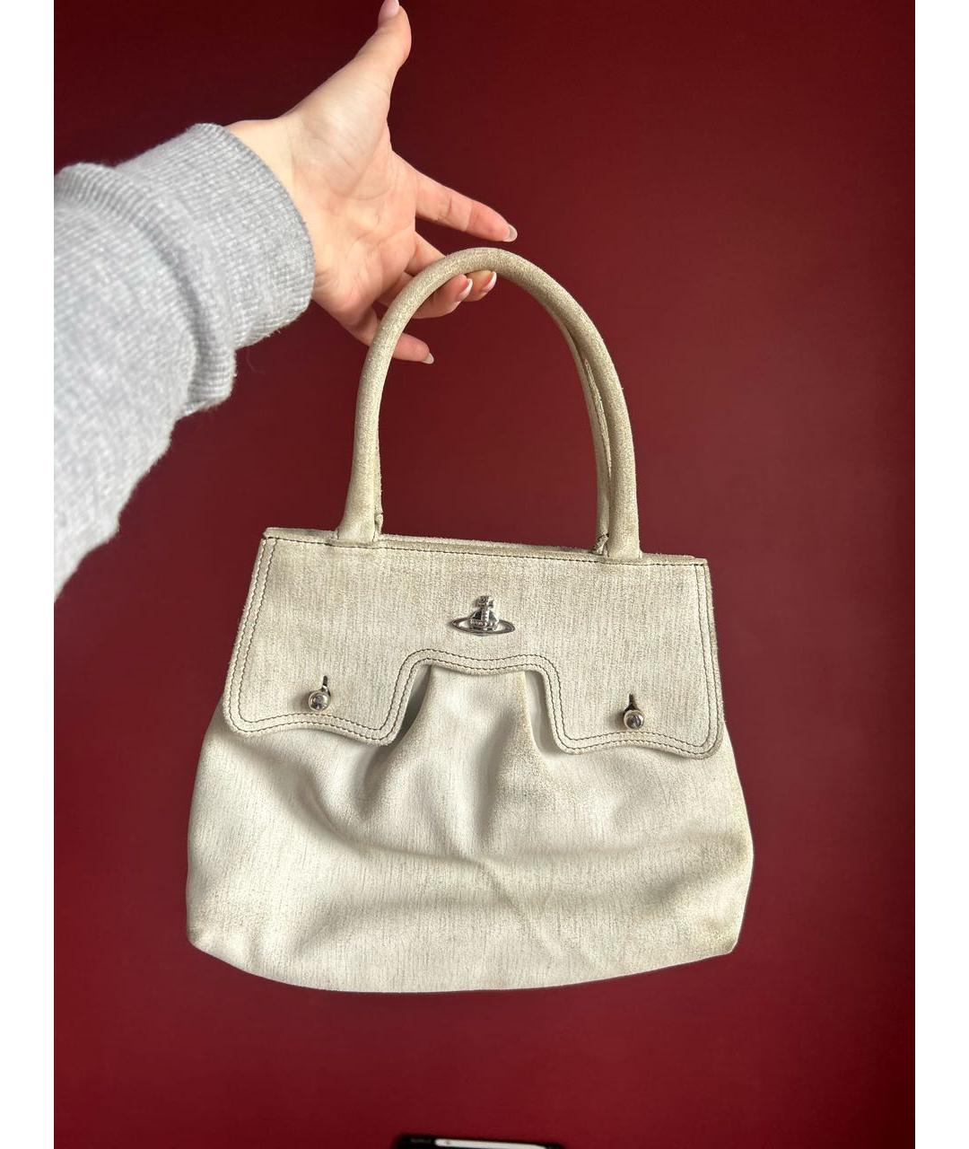 VIVIENNE WESTWOOD Бежевая кожаная сумка с короткими ручками, фото 8