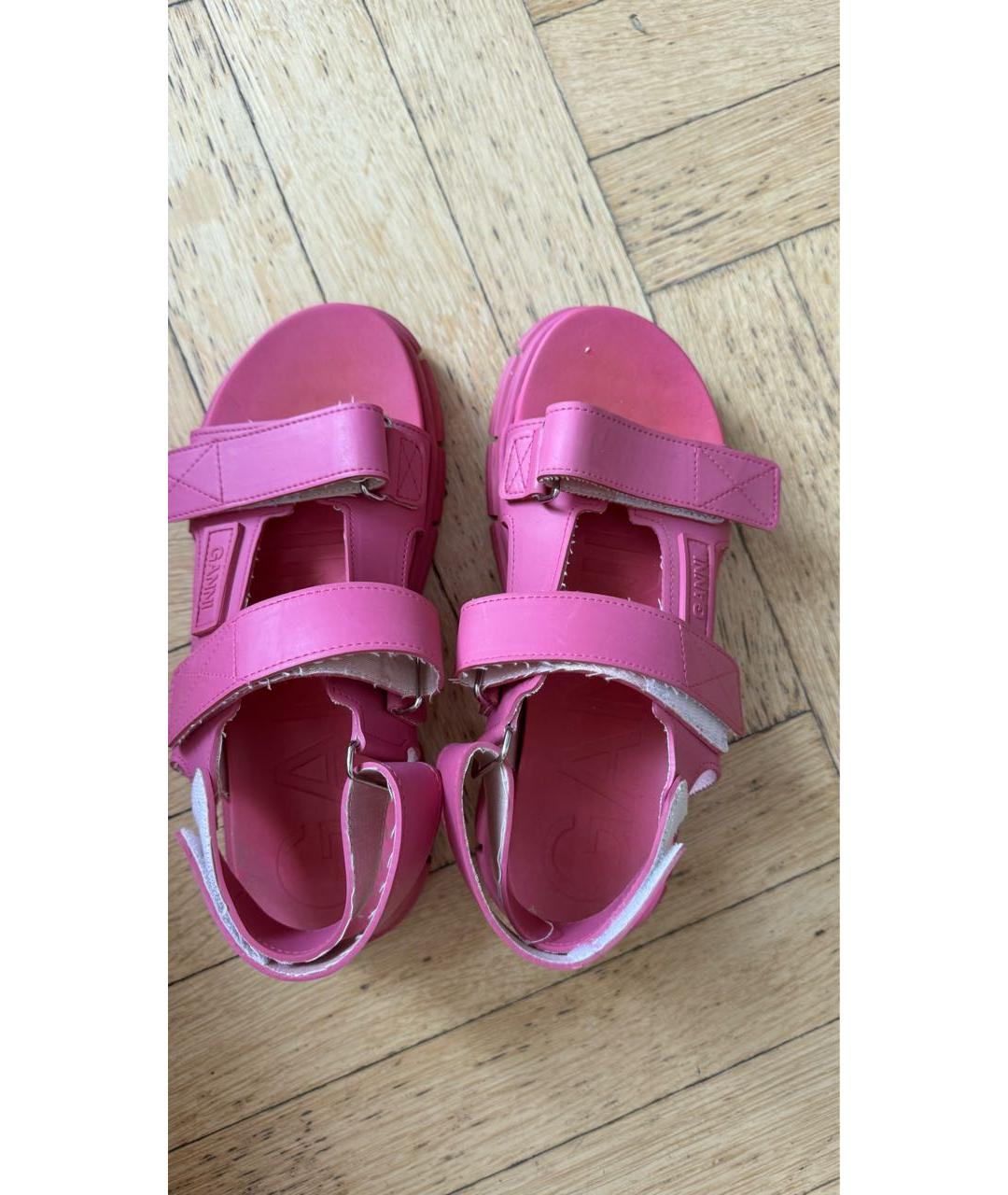 GANNI Розовые резиновые сандалии, фото 2