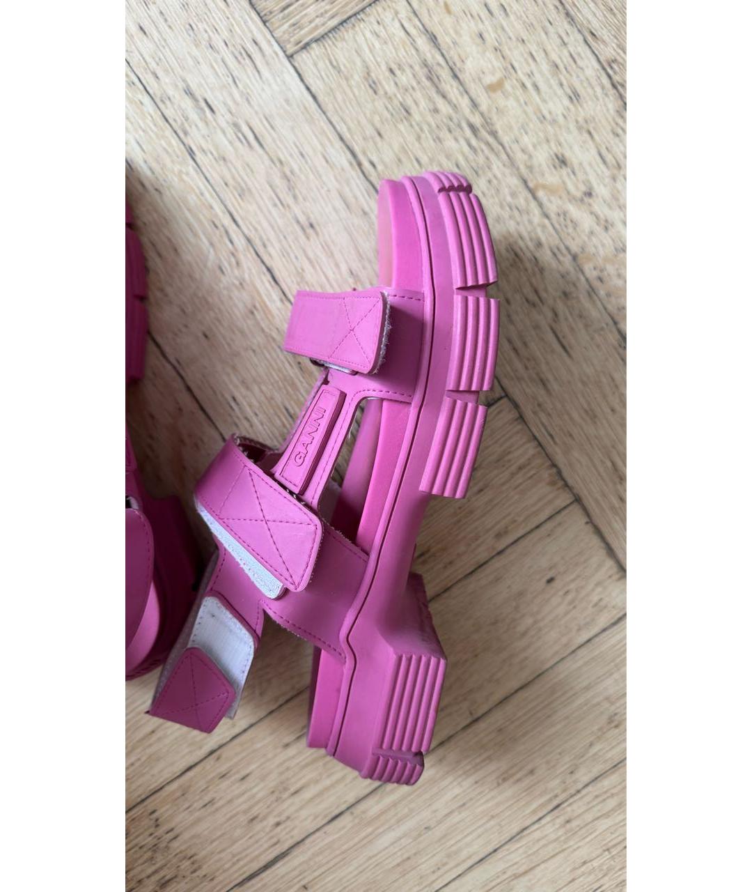 GANNI Розовые резиновые сандалии, фото 5