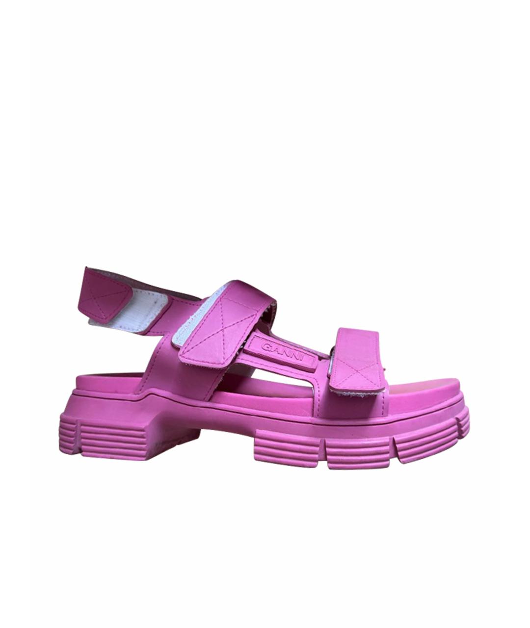 GANNI Розовые резиновые сандалии, фото 1