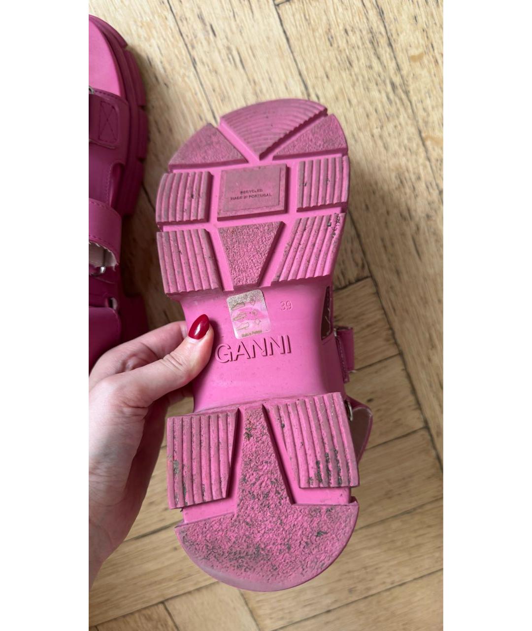 GANNI Розовые резиновые сандалии, фото 3