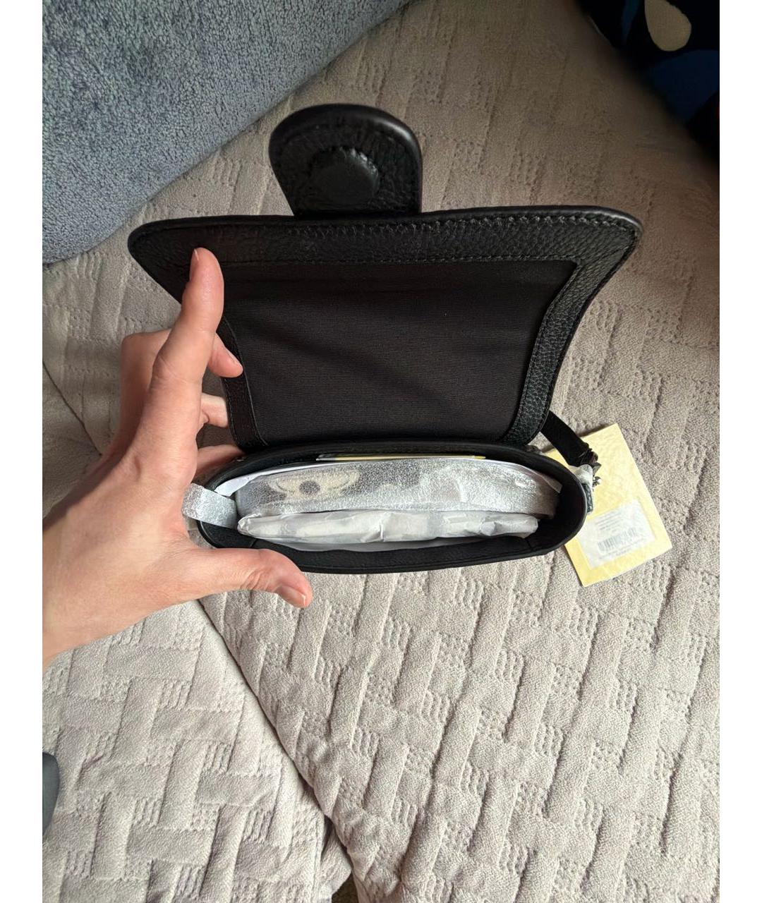 MARC JACOBS Черная кожаная сумка с короткими ручками, фото 4