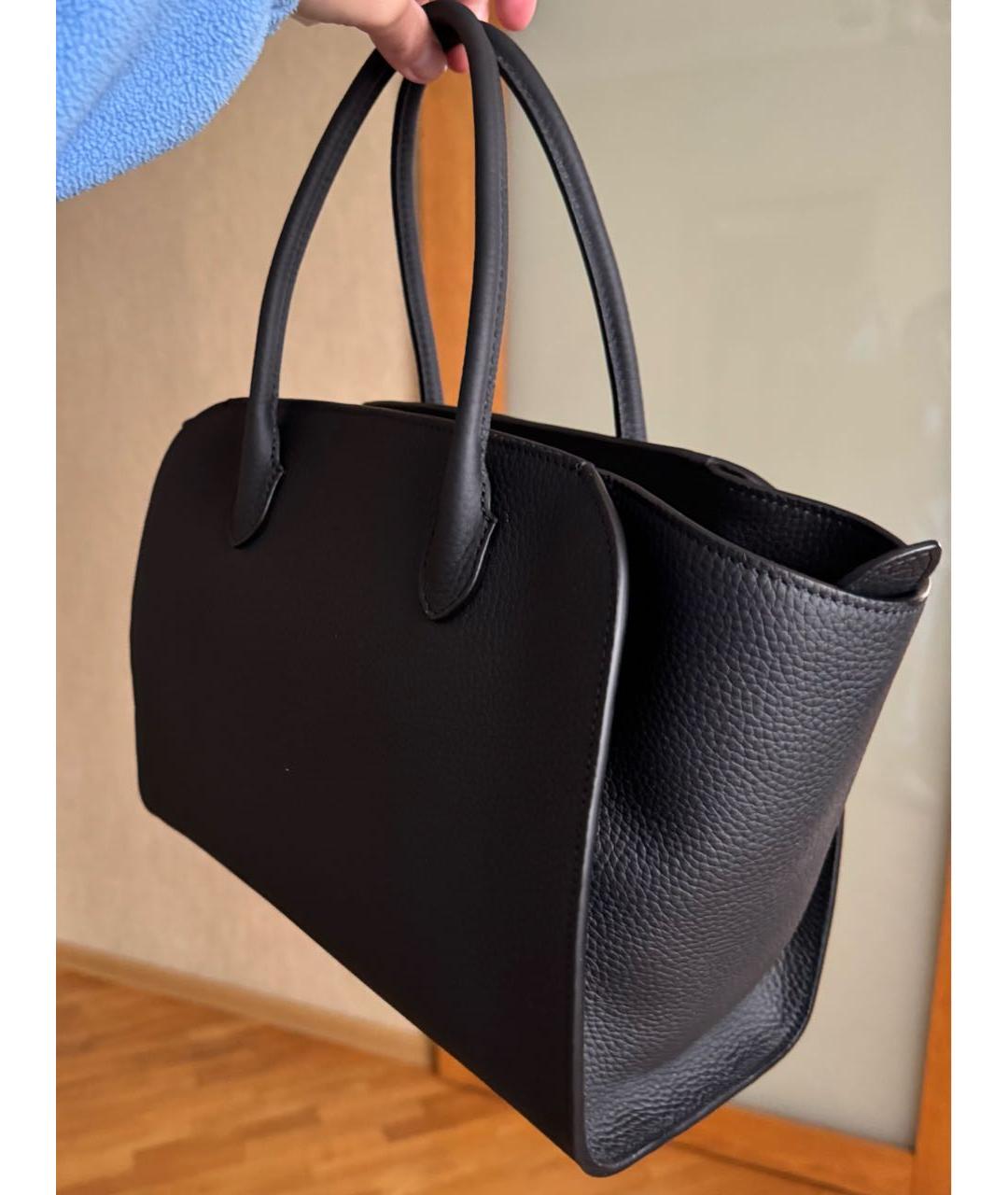 THE ROW Черная кожаная сумка с короткими ручками, фото 2