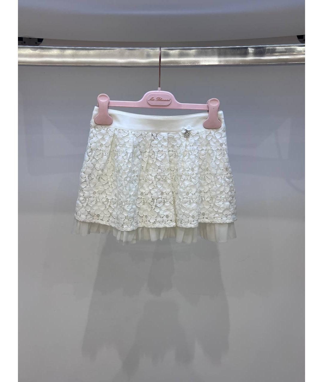 MISS BLUMARINE Белая хлопковая юбка, фото 4