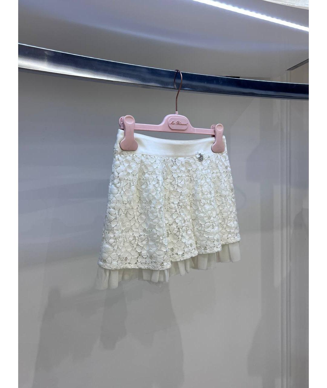 MISS BLUMARINE Белая хлопковая юбка, фото 2