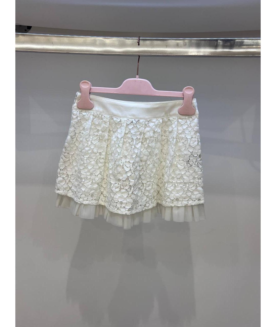 MISS BLUMARINE Белая хлопковая юбка, фото 3