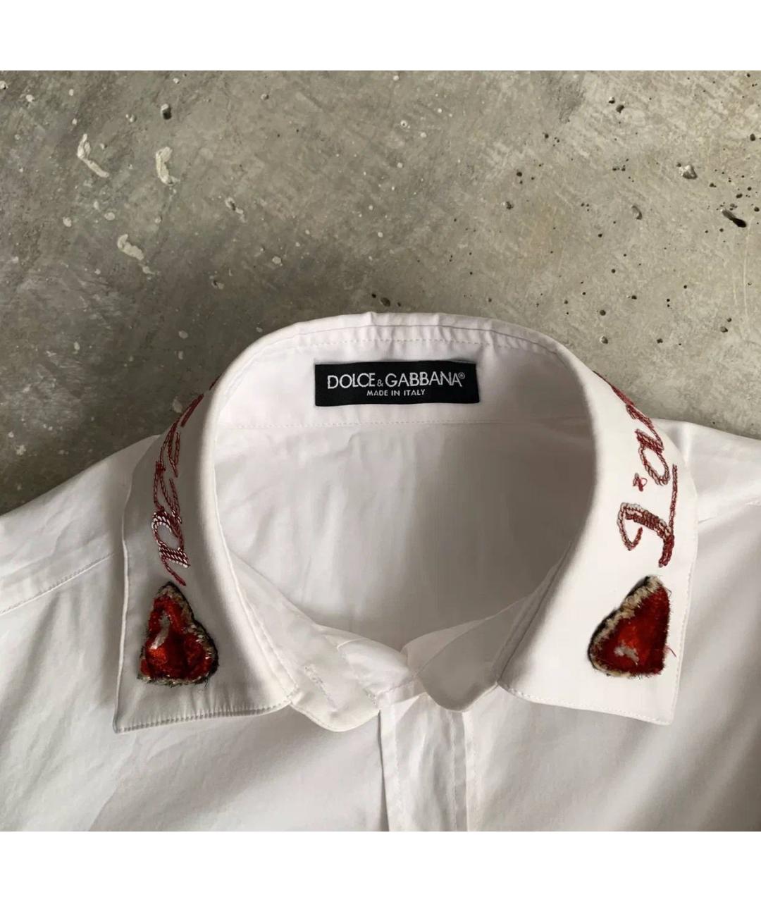DOLCE&GABBANA Белая хлопко-эластановая блузы, фото 5