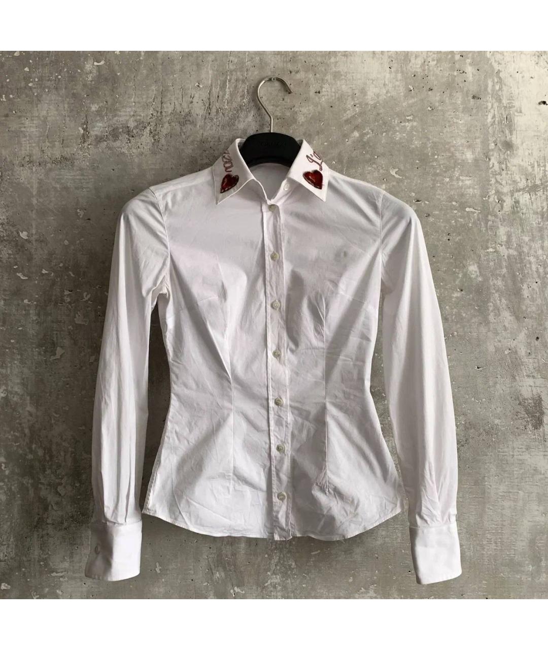 DOLCE&GABBANA Белая хлопко-эластановая блузы, фото 8