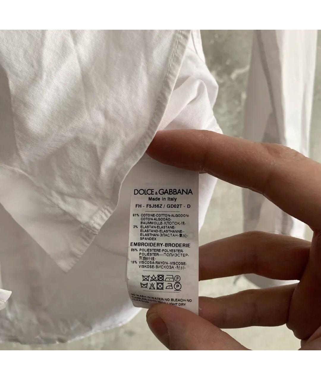 DOLCE&GABBANA Белая хлопко-эластановая блузы, фото 6
