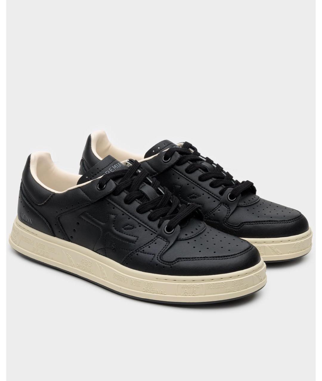 PREMIATA Черные кожаные низкие кроссовки / кеды, фото 2