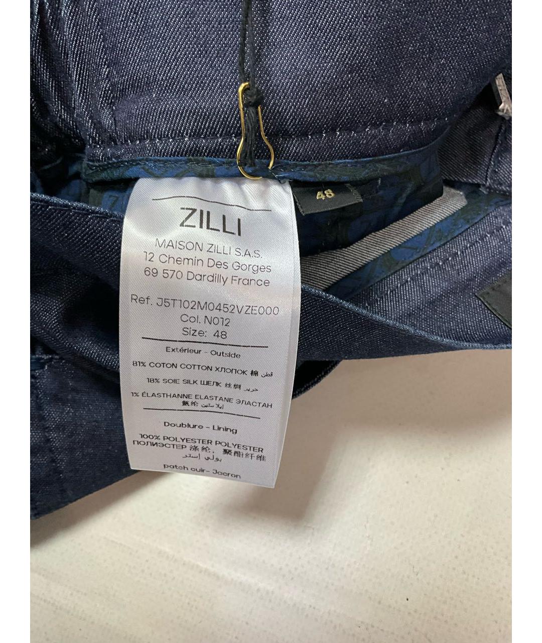 ZILLI Синие хлопковые прямые джинсы, фото 7