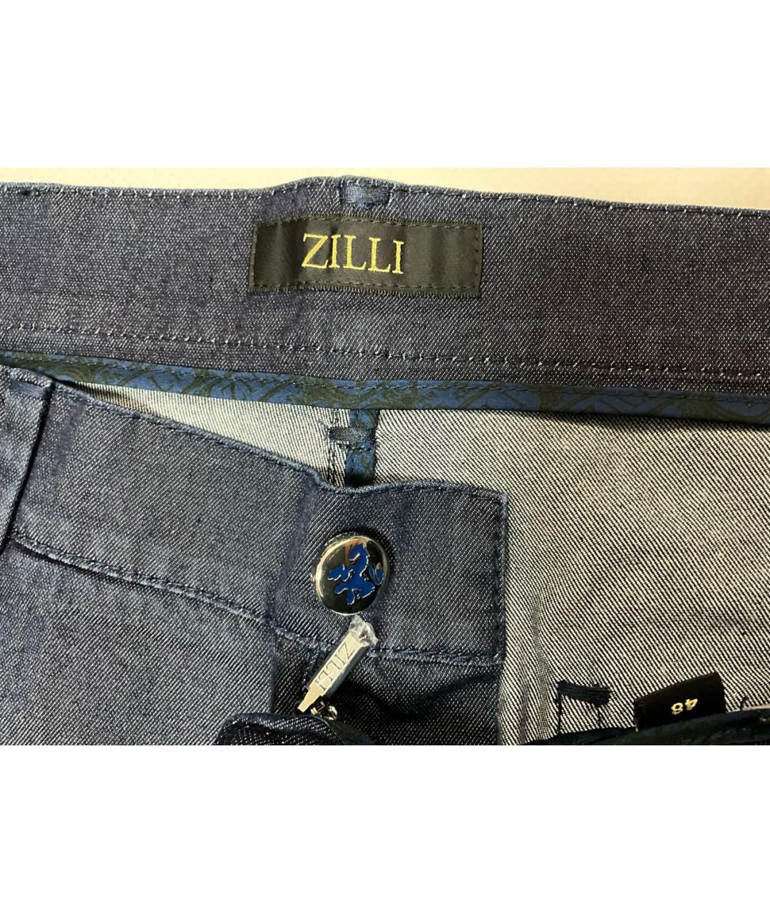 ZILLI Синие хлопковые прямые джинсы, фото 4