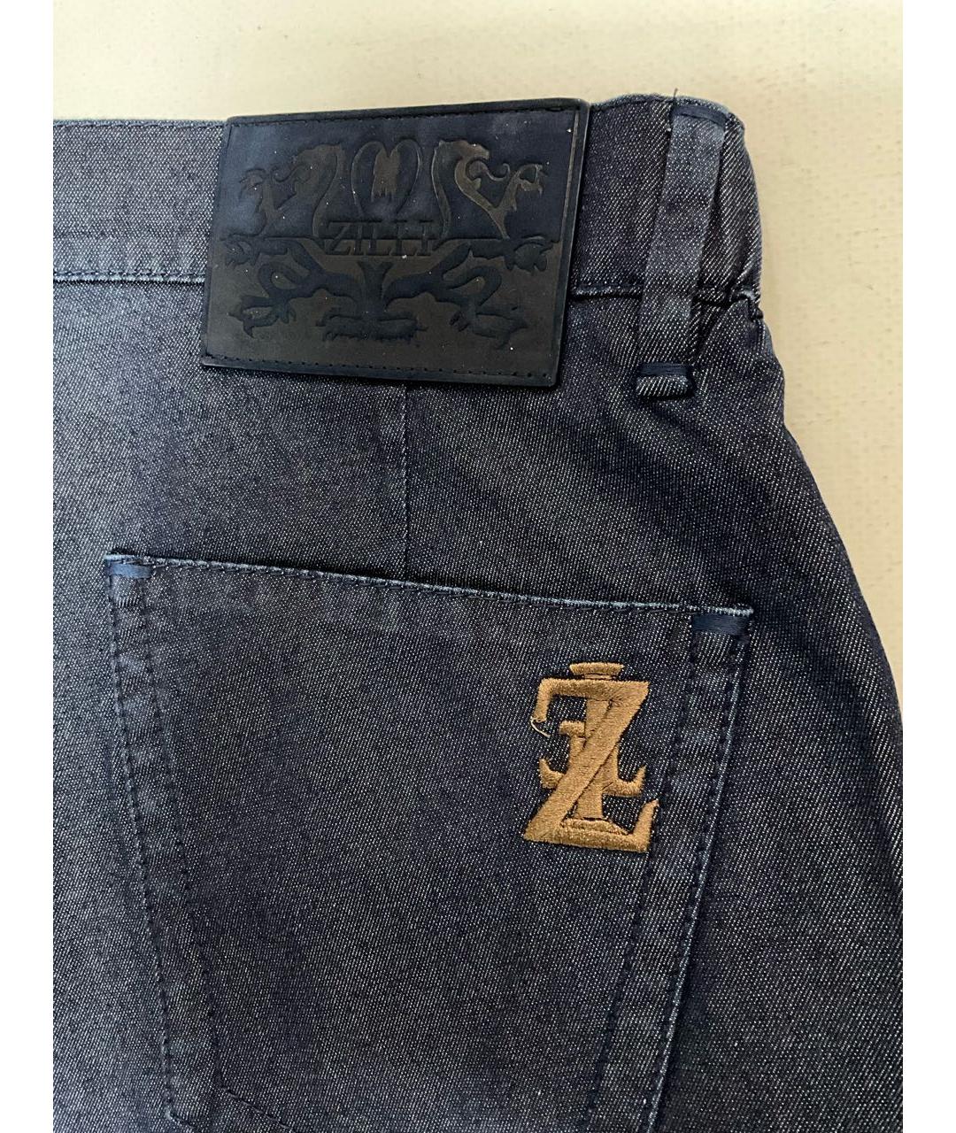 ZILLI Синие хлопковые прямые джинсы, фото 5