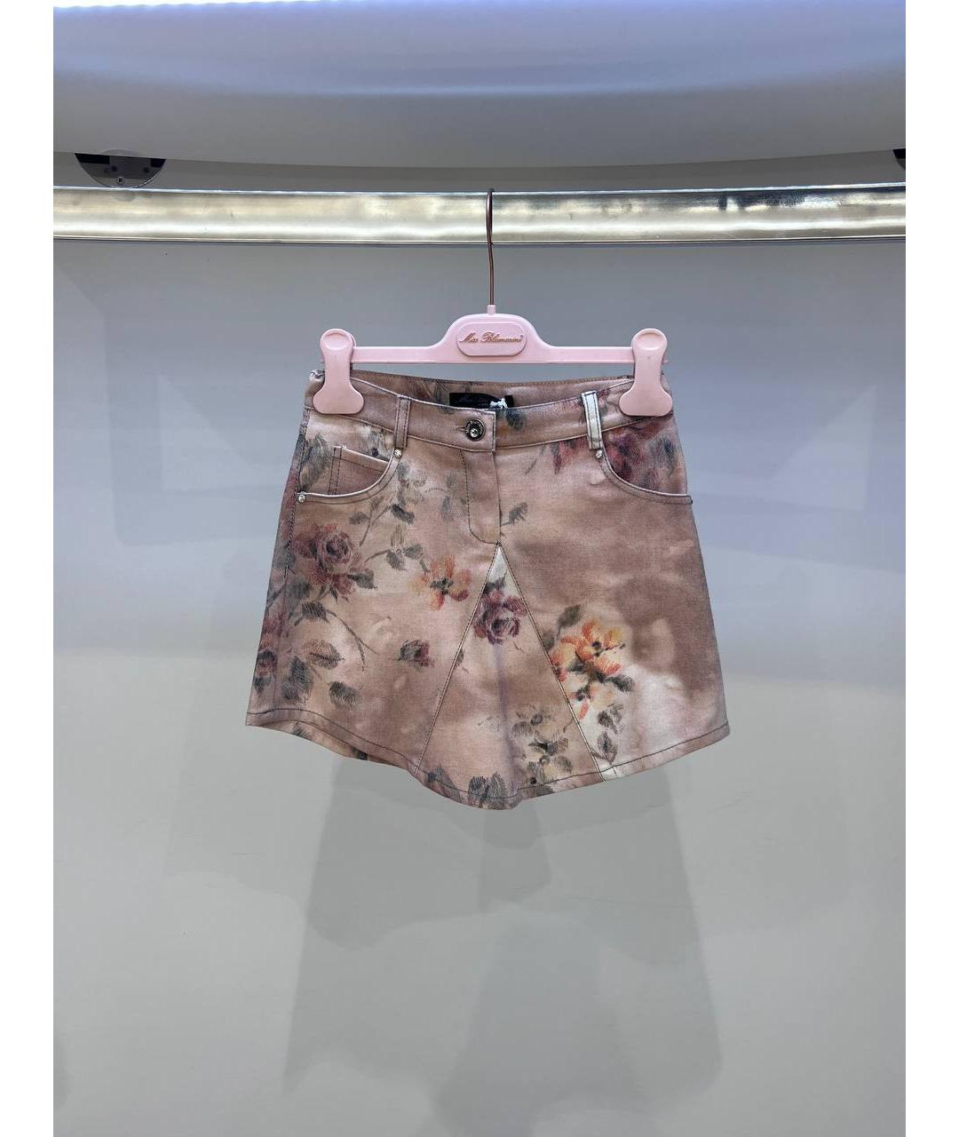 MISS BLUMARINE Розовая деним юбка, фото 4