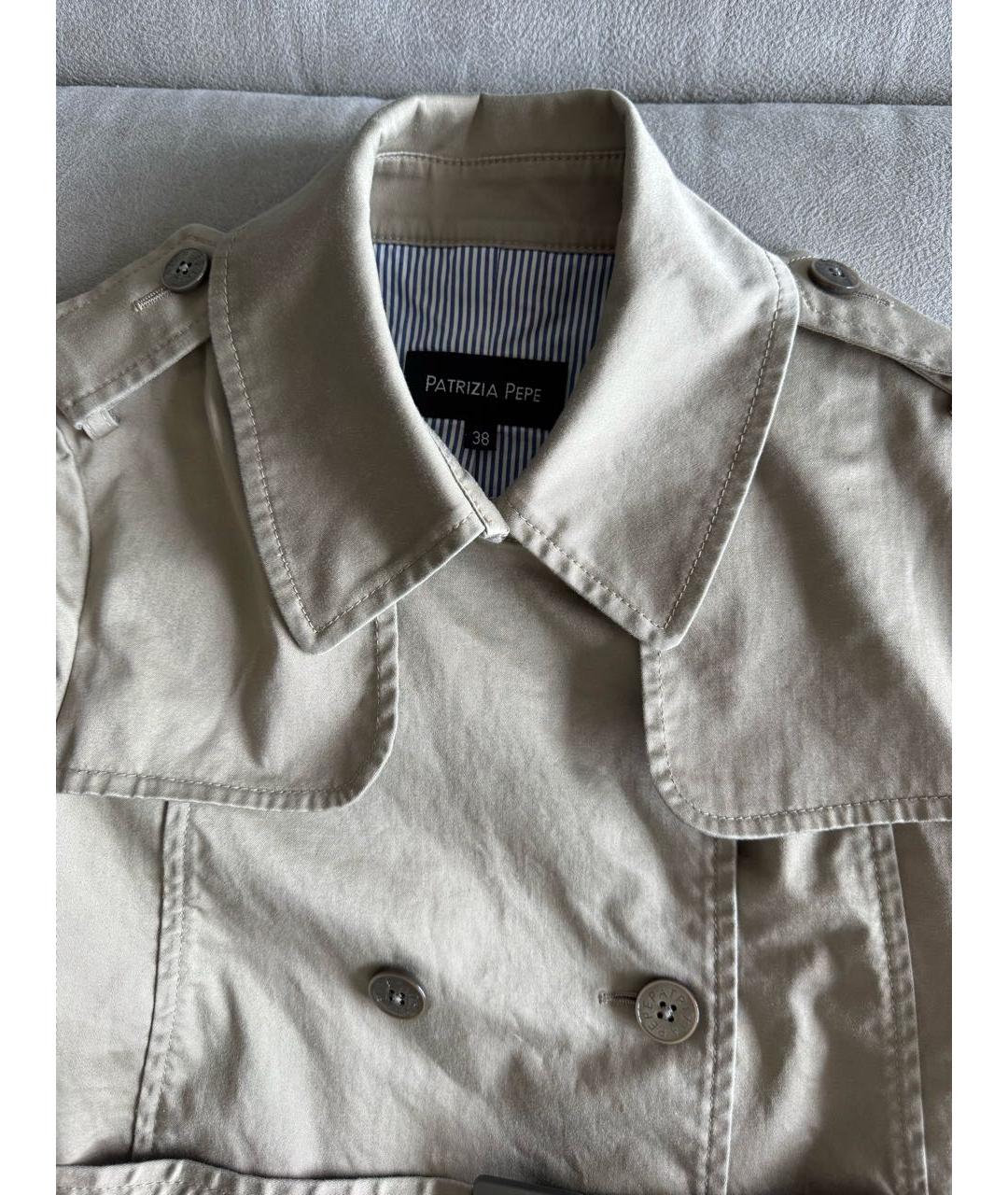 PATRIZIA PEPE Бежевый хлопковый тренч/плащ, фото 3