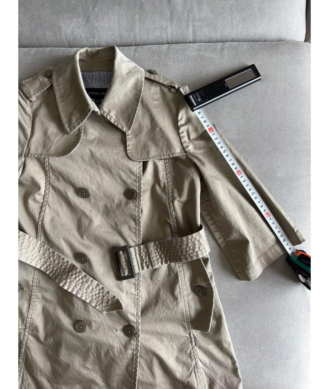 PATRIZIA PEPE Бежевый хлопковый тренч/плащ, фото 7