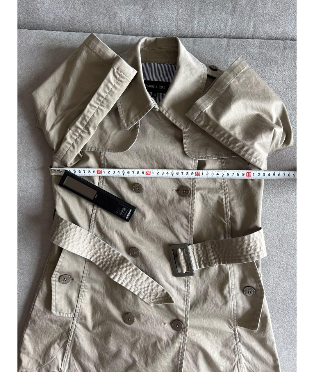 PATRIZIA PEPE Бежевый хлопковый тренч/плащ, фото 6