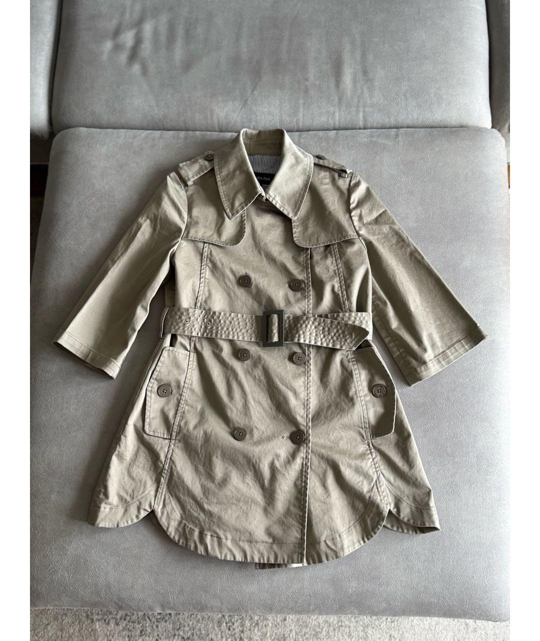 PATRIZIA PEPE Бежевый хлопковый тренч/плащ, фото 9