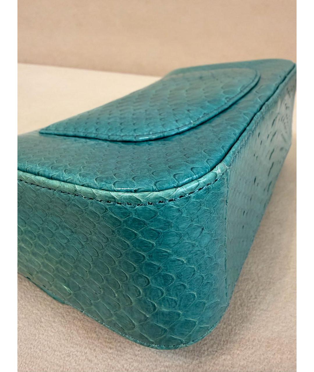 CHANEL Бирюзовая кожаная сумка через плечо, фото 6