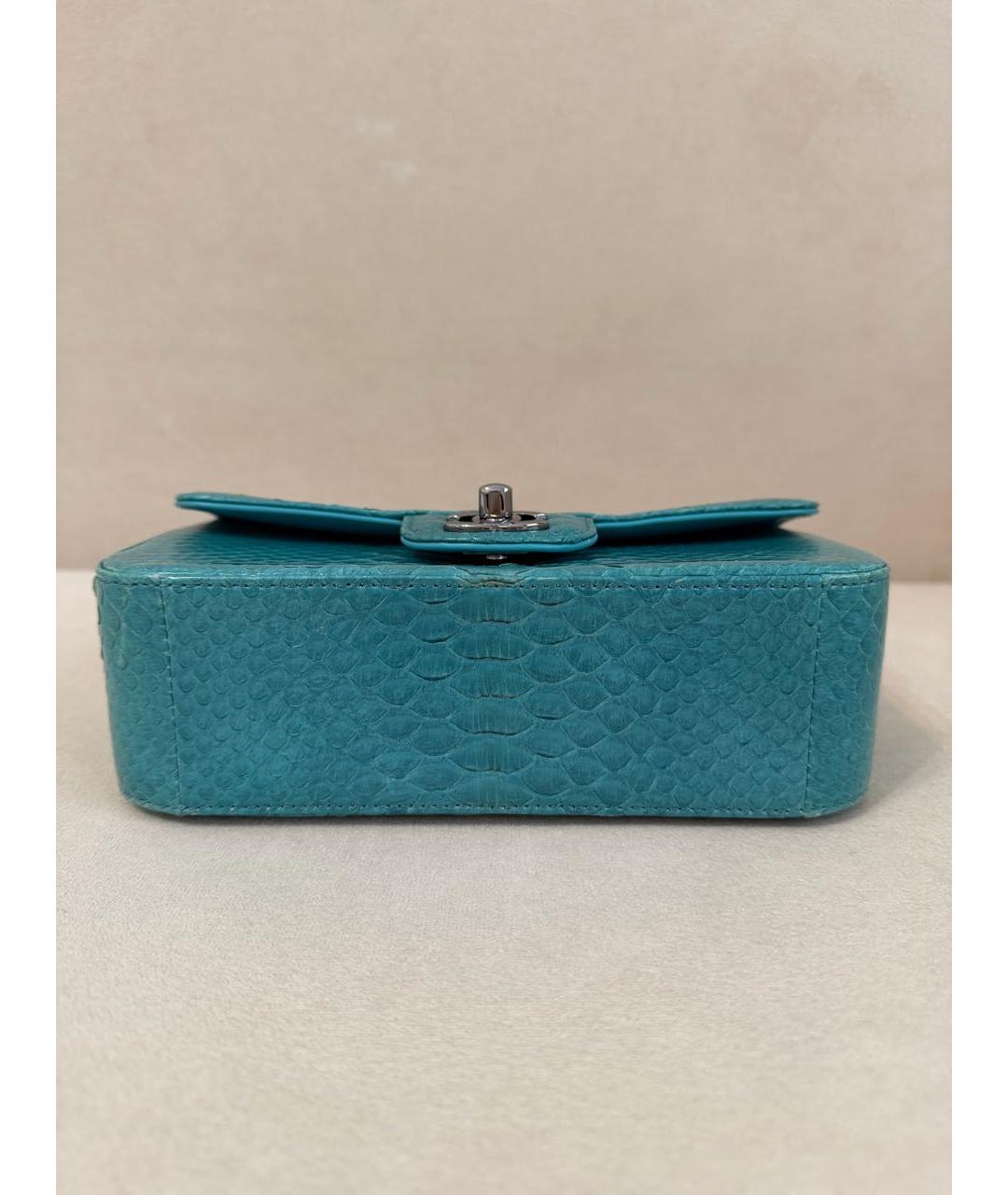 CHANEL Бирюзовая кожаная сумка через плечо, фото 5