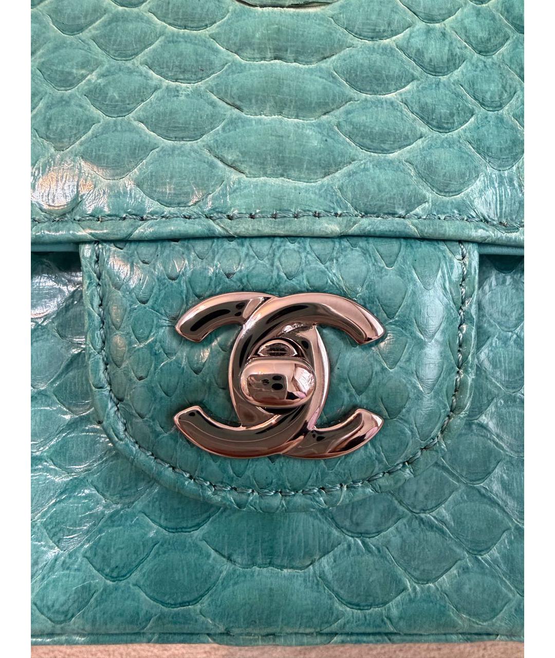 CHANEL Бирюзовая кожаная сумка через плечо, фото 8