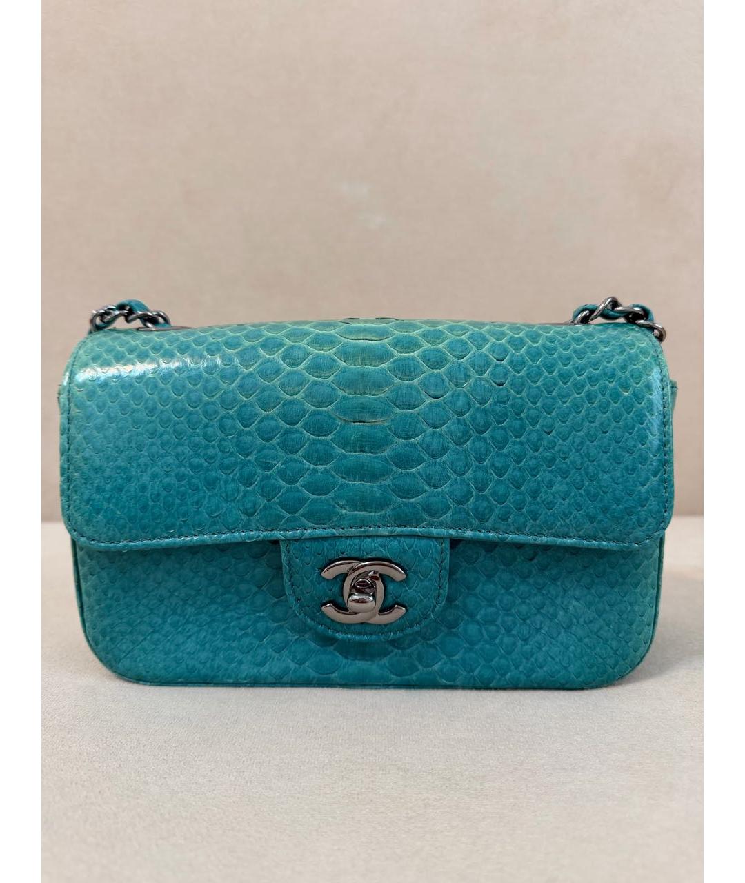 CHANEL Бирюзовая кожаная сумка через плечо, фото 9