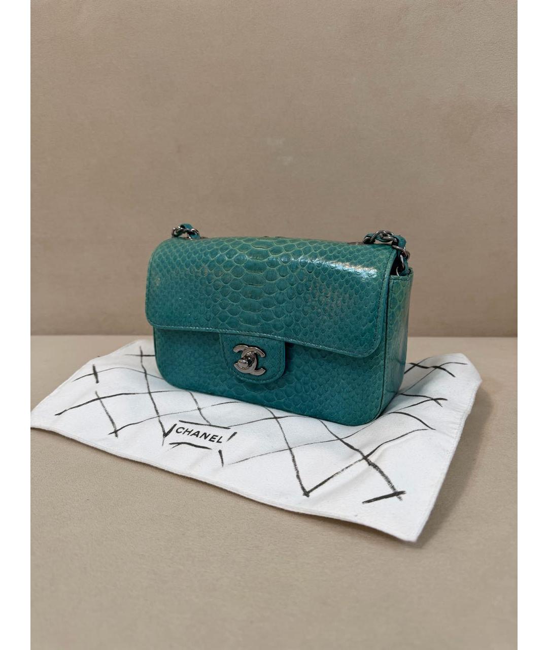 CHANEL Бирюзовая кожаная сумка через плечо, фото 2