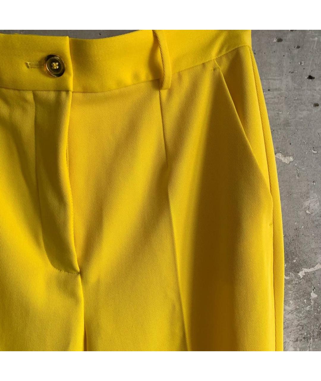 DOLCE&GABBANA Желтые полиэстеровые прямые брюки, фото 4